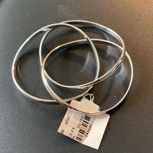 New!!Set of 3 Sleek Silver Bangle Bracelets